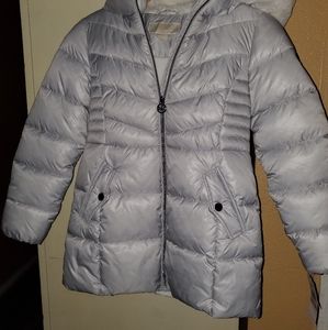 New little Girls Michael Kors puffer Jacket coat Size 10/12 10 12 aluminum